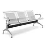 Office lobby 3 seater metal waiting chair without cushion