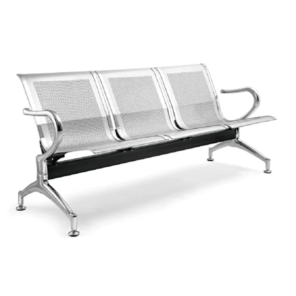 Office lobby 3 seater metal waiting chair without cushion