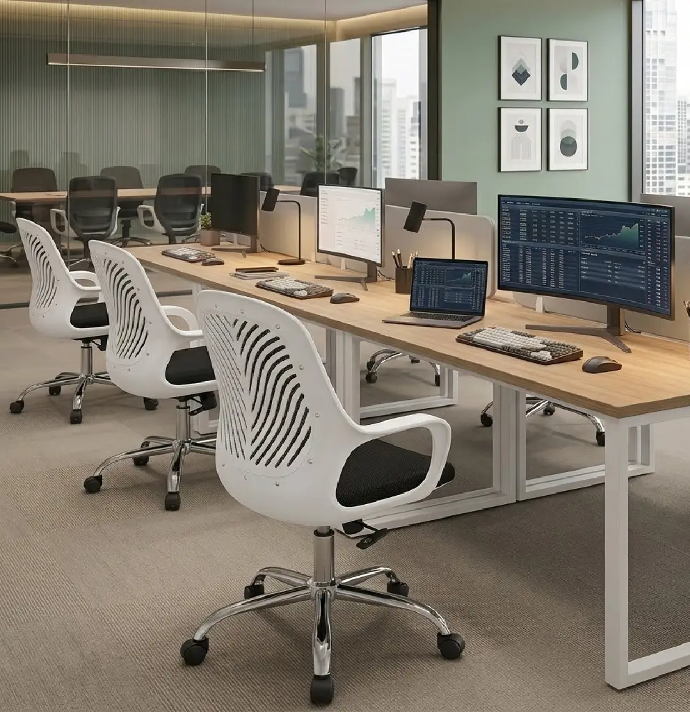 bucket white chair in office setup