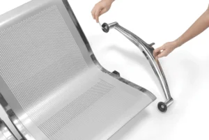 Modern 3 seater tandem seating metal bench for commercial spaces