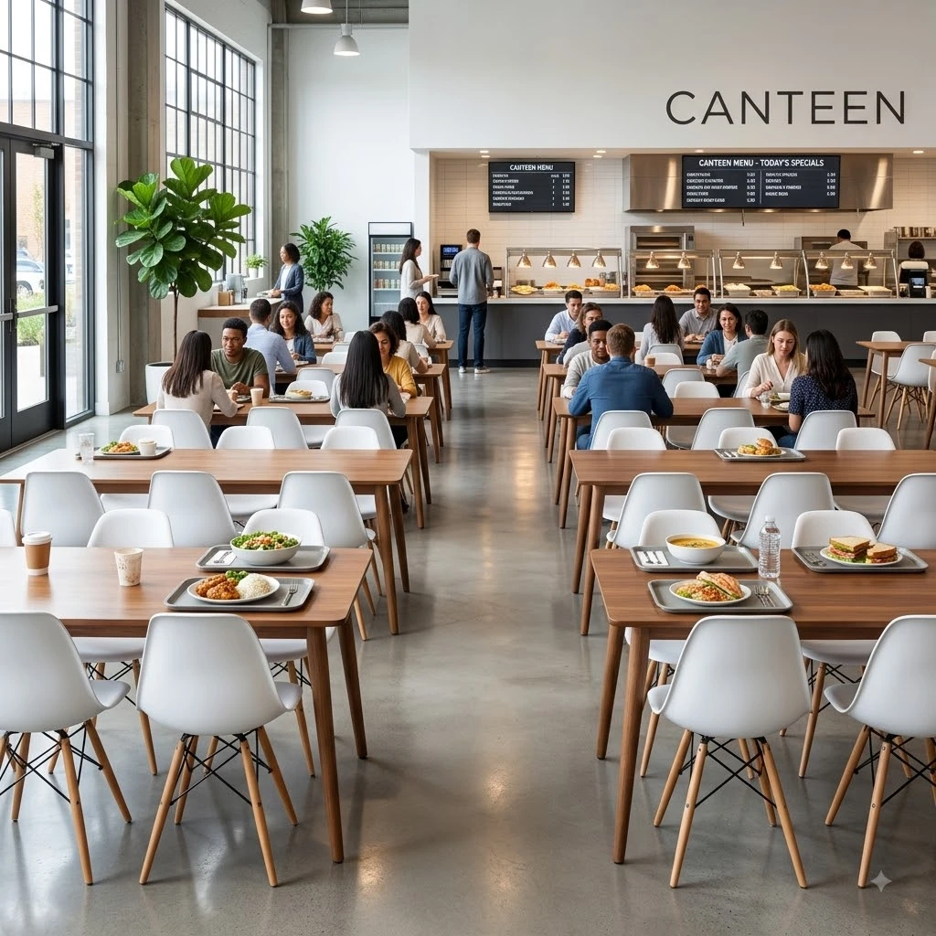 image of jelly cafeteria chair in canteen setup