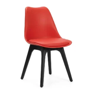 red jelly cafe chair in black stand and seat cushion