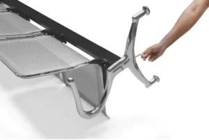 Hospital reception 3 seater metal tandem chair without cushion