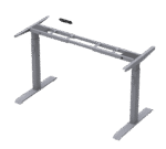 Close-up image of the grey height adjustable desk frame, showcasing its sturdy metal construction and sleek design for a modern workspace