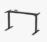 Angled view of the black height adjustable desk frame, showcasing its robust metal construction and sleek design for an ergonomic and modern workspace
