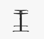Side view of the black desk frame, emphasizing its durable metal build, smooth adjustment mechanism, and sleek design for a functional and modern workspace