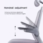 Close-up image demonstrating the foldable armrest mechanism of the Eriko MB Office Chair, highlighting how the armrests can be easily lifted to save space or provide more flexibility