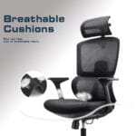 Close-up image showing the tilt and recline mechanism of the Bravo Chair, detailing the control lever and locking positions for ergonomic adjustment and comfort