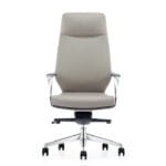 Front view of the Aurelia Chair featuring cushioned seat and back, ergonomic armrests, and durable PU upholstery for maximum comfort and style