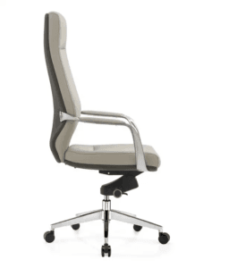 Side view of the Aurelia Chair highlighting its ergonomic design, PU upholstery, and adjustable features for enhanced comfort and support