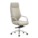 Front angled view of the Aurelia Chair showcasing its ergonomic design, adjustable armrests, and cushioned PU upholstery for all-day comfort and support