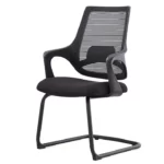 Front angled view of the Atom Fix Chair, showcasing its ergonomic design, fixed armrests, and comfortable seat for a modern and functional workspace