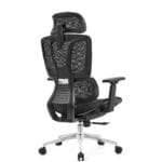 Back view of the Venzo Ergonomic Office Chair showcasing its black breathable mesh backrest, adjustable lumbar support, 3D adjustable armrests