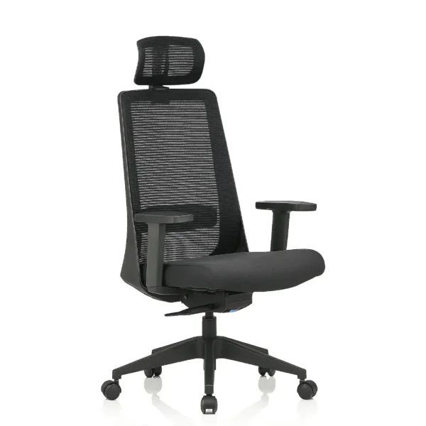 Amaze ergonomic office chair with black mesh backrest, adjustable headrest, and armrests—ideal for home or office workspace setup in India