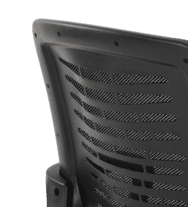 Close-up view of the Luna Office Chair’s backrest, showcasing its breathable mesh fabric and ergonomic contours designed to provide maximum lumbar and spinal support