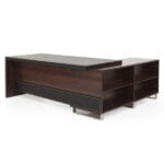 Full view of HP-587 executive office table featuring a spacious worktop, built-in storage drawers, and sleek design.