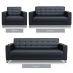 Showcase of Zenith sofa set featuring single seater, two-seater, and three-seater configurations in a modern living room.