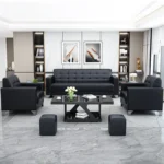 Front view of Zenith sofa showcasing its modern design with plush cushions and sturdy frame.