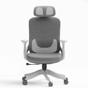 Front view of Polo ergonomic office chair featuring breathable mesh backrest, cushioned seat, adjustable armrests, and a headrest for neck support