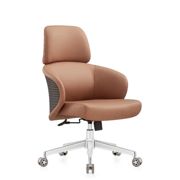 Premium designer office chair for boss room in brown finish