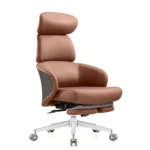 Rapid designer office chair in brown with chrome base and PU wheels