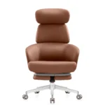 Designer ergonomic office chair with padded armrests and leg rest