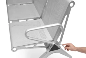 Armada 3 Seater Durable Metal Tandem Bench without Cushion for Hall and Reception