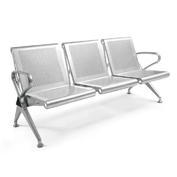 Armada 3 Seater Heavy Metal Tandem Seating without Cushion – Durable Waiting Area Bench