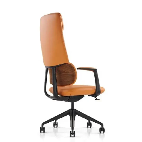 Back view of Majestic office boss chair showing elegant leather finish and sturdy frame tan color