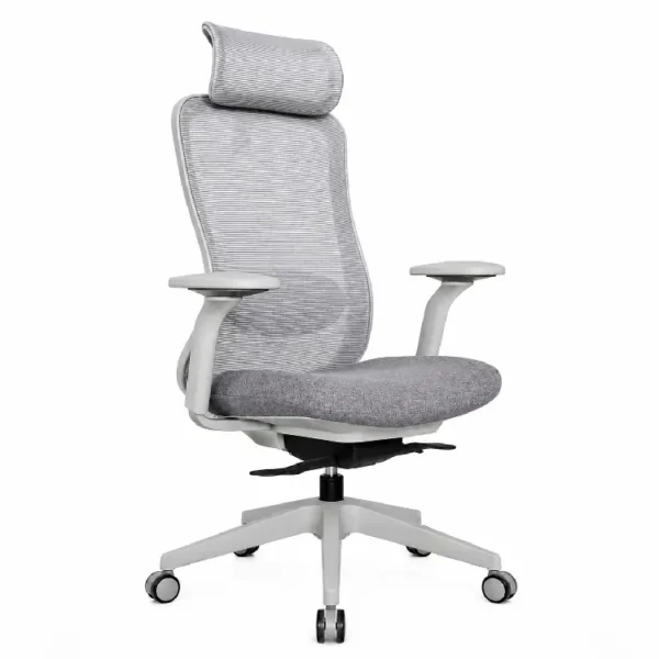 Titan Ergonomic Office Chair Grey Front Angle View with Modern Executive Seating Design