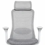 Titan Grey Ergonomic High Back Office Chair Front Focus View with Adjustable Headrest and Mesh Back
