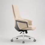 Side view of Carnival medium back office chair in beige leather on white background