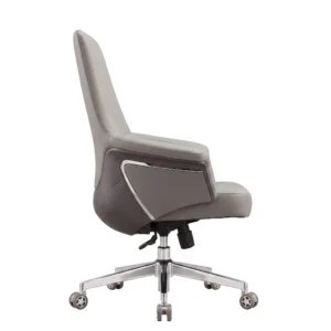 Side view of Carnival medium back office chair in grey leather on white background