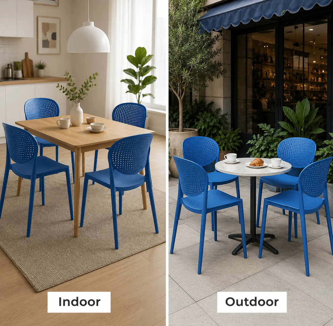 nora cafe chair indoor and outdoor setup