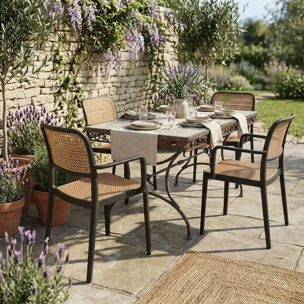 Riva cafe chair rounded corners smooth finish and cane detailing